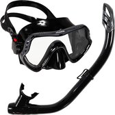 Atlantis Samana Pro Combo - Snorkelset - Snorkel & Duikbril - Versterkt Glas - Dry Top - Luxe Bewaartas - Volwassenen - Zwart/Grijs