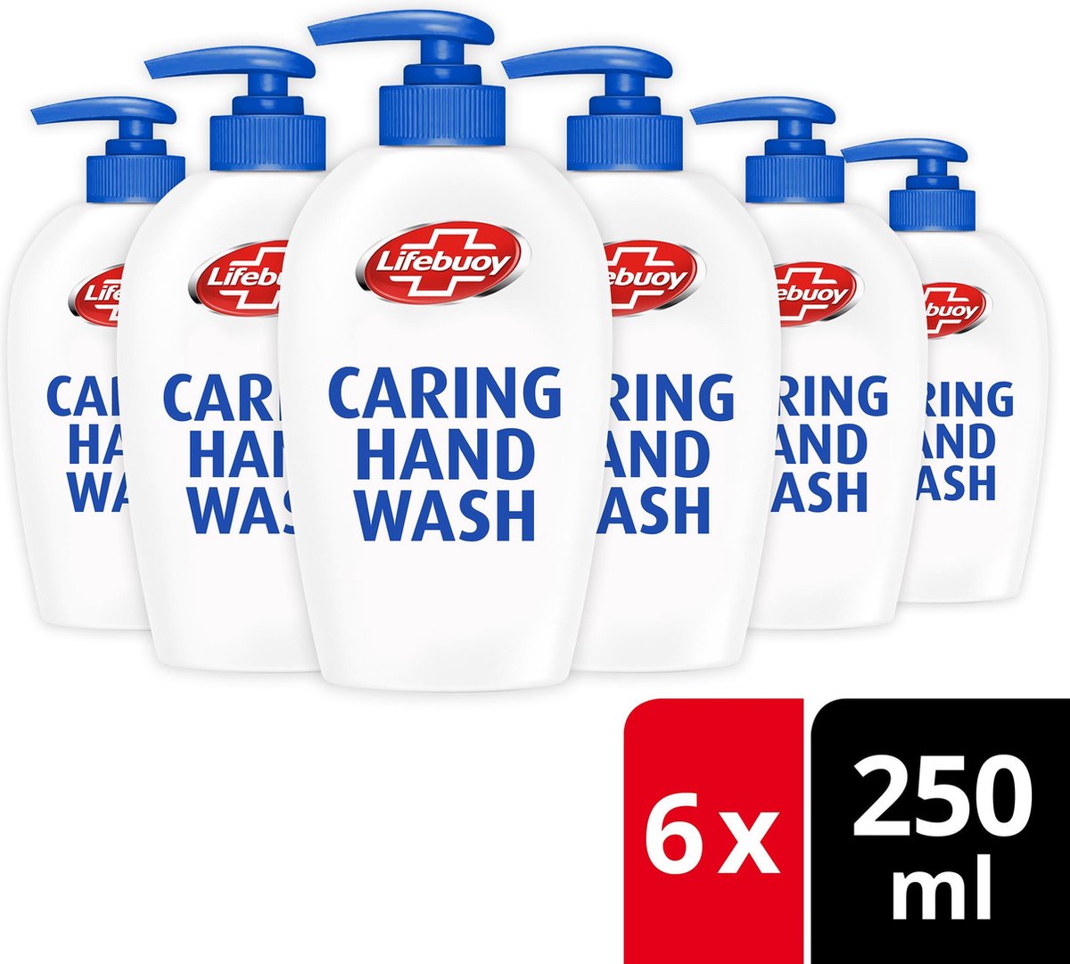 Lifebuoy Caring Vloeibare Handzeep voor hygiënisch schone handen - 6 x 250 ML Voordeelverpakking