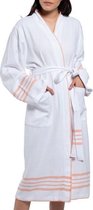 Hamam Badjas Krem Sultan Kimono White Melon -  XS/S - unisex - hotelkwaliteit - sauna badjas - luxe badjas - dunne zomer badjas - ochtendjas