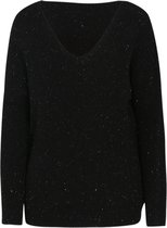 Cassis - Female - Trui in V-vormig tricot en goudkleurige lurex  - Zwart
