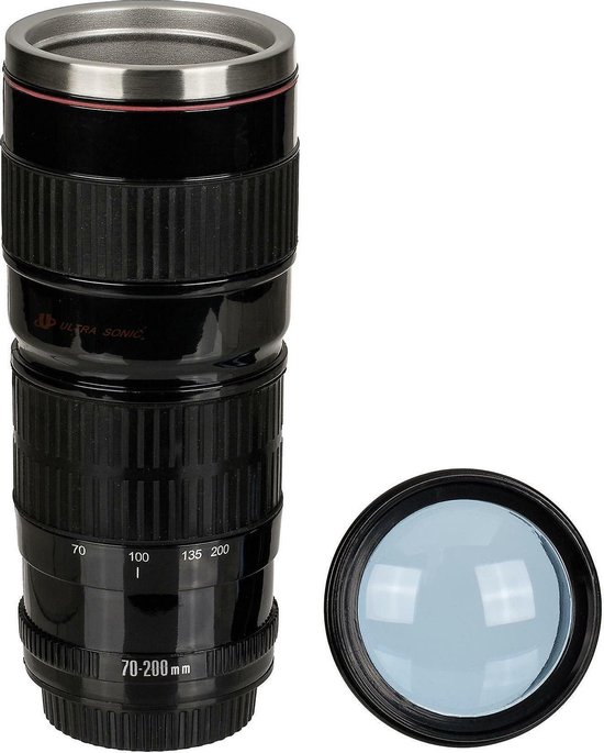 Drinkbeker camera-objectief met roestvrijstalen inzetstuk zwart / camera  lens cadeau /... | bol.com