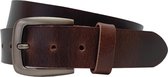 Fana Belts Riem dames/heren grote maat donkerbruin leer - Buffelleer - Taillemaat 125 - Brede Riem - Jeans riem - Stoere Riem - Lange riem