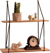 Metalen muurplank met MDF board - Bruin / Zwart - Hout / Metaal - 40 x 12 x 43,5 cm