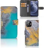 Flip Case iPhone 12 | 12 Pro (6.1") Hoesje Marble Blue Gold