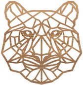 Geometrische Dieren Tijger - Eiken hout - S (25x26 cm) - Cadeau - Kinderen - Geschenk - Woon decoratie - Woonkamer - Slaapkamer - Geometrische wanddecoratie - WoodWideCities