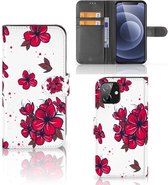 Mobiel Hoesje iPhone 12 | 12 Pro (6.1") Book Case Blossom Red