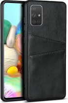 Card Case voor Samsung Galaxy A71 | PU Leren Back Cover | Luxe Telefoonhoesje | Pasjeshouder | Zwart