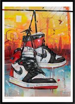 Poster - Nike Air Jordan Retro High ‘black Toe - 71 X 51 Cm - Multicolor