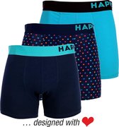 Happy Shorts 3-Pack Blauwe Boxershorts Heren Gekleurde Stippen -  XL