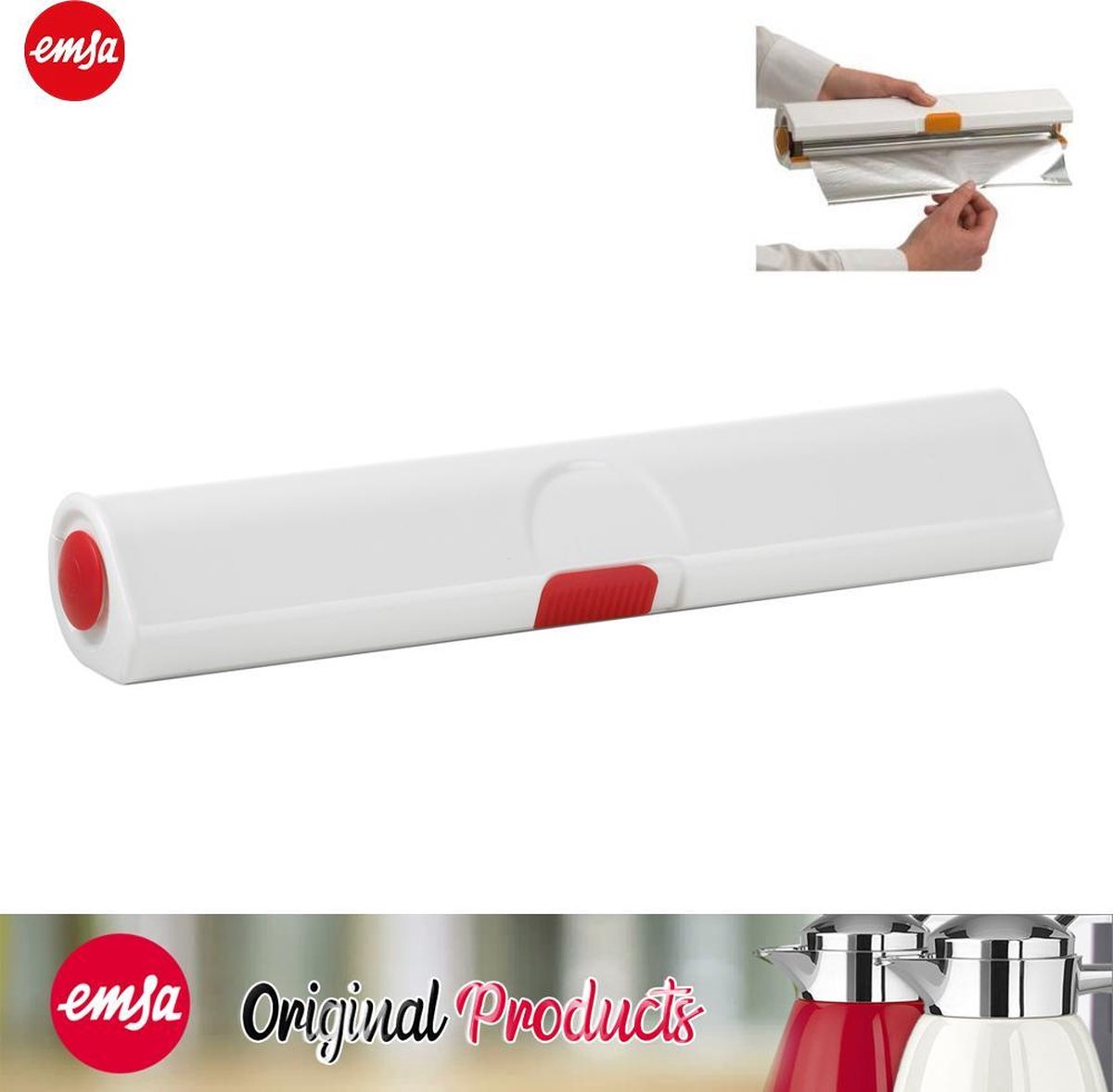 Emsa Click&Cut rolhouder wit/rood