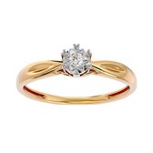 AËLRA 14K geel gouden damesring, 0,05 ct natuurlijke ronde solitaire diamant