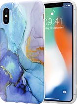 Sky Is The Limit Marmer geschikt voor Apple iPhone X / Xs hoesje met camerabescherming - donkerblauw