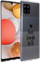 iMoshion Design voor de Samsung Galaxy A42 hoesje - Live Laugh Love - Zwart