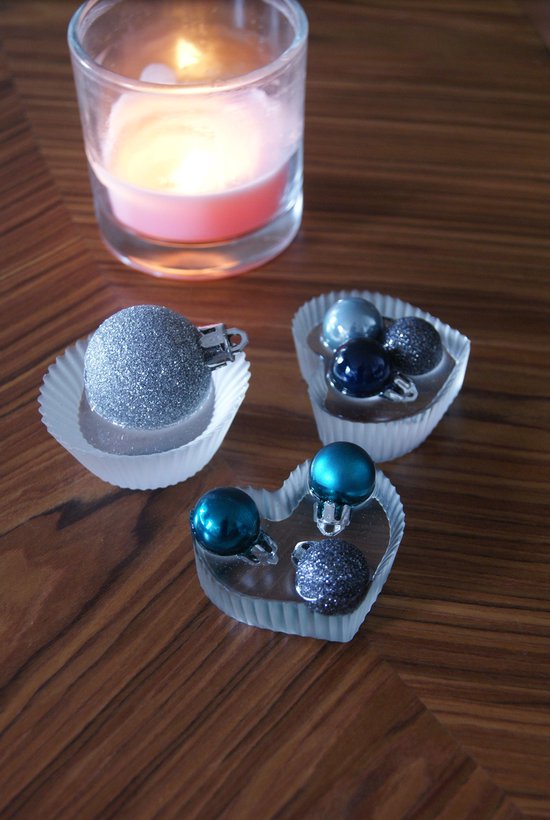 Epoxy Resin Kerstversiering - Set van 3 Kerst Ornamenten - Blauw en Zilver - Epoxy Giethars Kerstdecoratie
