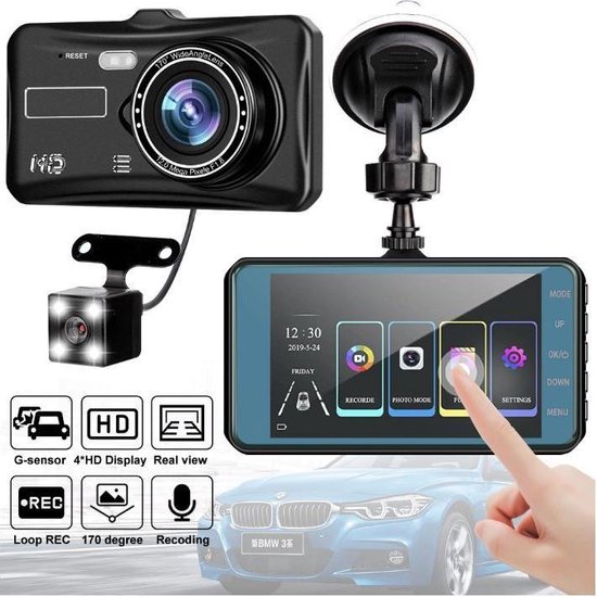 DrPhone Auto Dashcam Voor en - Video Recorder FHD 1080p- 4 Inch Touchscreen... |