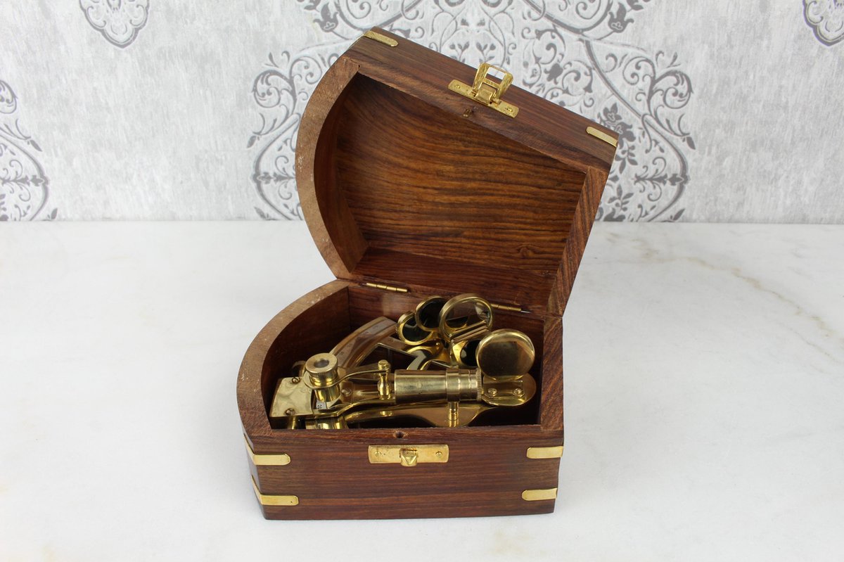 Messing Sextant in houten doos | bol.com