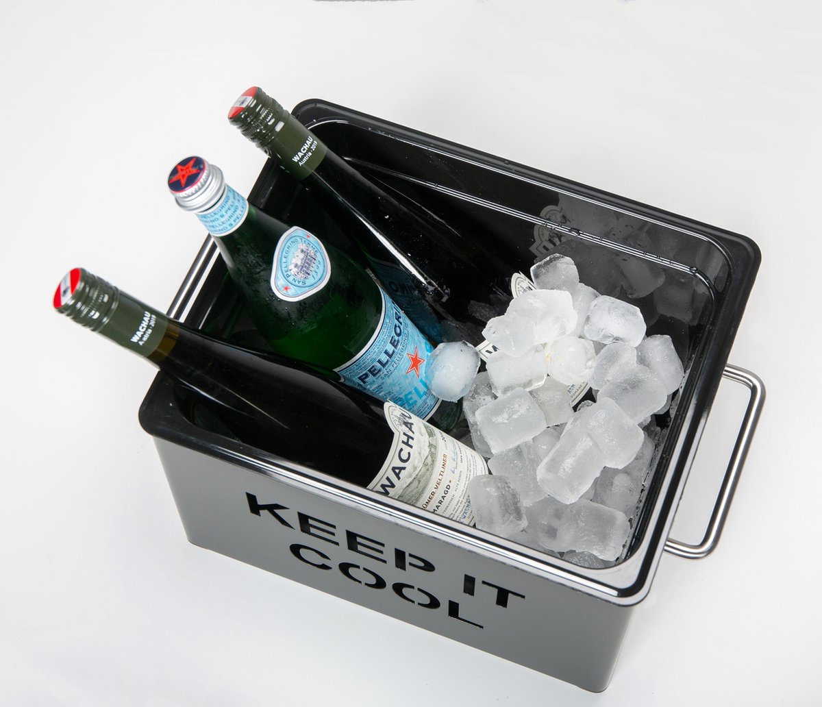 Ferro Duro - metalen ijsemmer - Champagne ijs emmer met handvat - Champagnekoeler - Drankemmer - Wijnkoeler