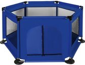 Opvouwbare speelbox voor kinderen - Babybox - Playpen - Reisbox - Kruipbox - Kinderbox Hekwerk - Mesh Box Zeshoekig Wasbaar - Blauw