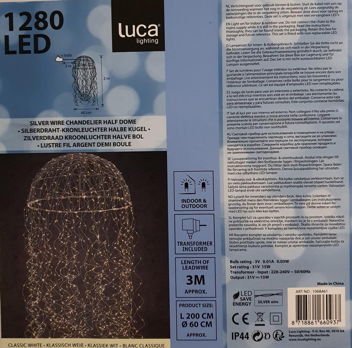 Luca Lighting - Lustre méduse argent blanc chaud 1280led IP44 - l200xd60cm  | bol.com