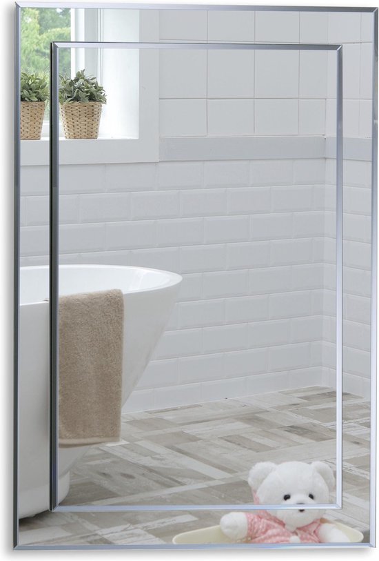Miroir De Salle De Bain Octogonal 70x50 Cm - Moderne, Bords Arrondis, Fixation Murale, Verre 5 Mm Argenté - 4