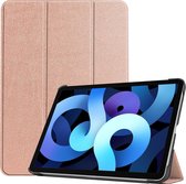 Hoes Geschikt voor iPad Air 2020 Hoes Book Case Hoesje Trifold Cover - Hoesje Geschikt voor iPad Air 4 2020 Hoesje Bookcase - Rosé goud