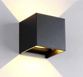 Wandlamp LED - Zwart – Warm wit – Geschikt voor buiten en binnen – Buitenlamp – Waterdicht – IP65 – Verstelbaar – Tweezijdig – 6 Watt