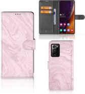GSM Hoesje Geschikt voor Samsung Galaxy Note20 Ultra Flip Case Marble Pink