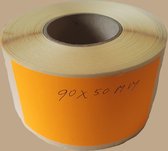 Blanco etiketten op rol - 90 x 50 mm rechthoek - oranje radiant