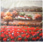 Zachte kussenhoes voor decoratie | 40 x 40 cm | Dorp met klaprozenveld