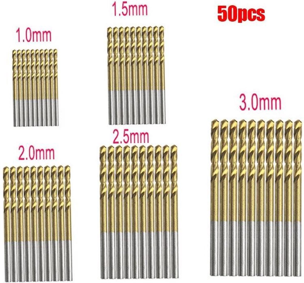 Borenset 50 Delig - Titanium Coated Boren - Handig Voor Doe-Het-Zelf - Handig Voor Klussen