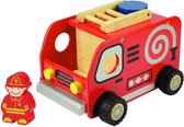 rode brandweerauto | I'm Toy kiddy vehicle | houten voertuig - speelgoed | brandweerauto | peuters en kleuters