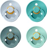 BIBS fopspenen 6-18 maanden Set 4 stuks | Baby Blue, Cornflower, island sea , Petrol| Maat 2