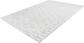 Kayoom - Vloerkleed Vivica - Wit/Antraciet - 80 x 150 cm - 20mm hoog - 3D effect