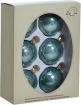 Kerstbal pearl eucalyptus - set van 6 stuks - glas