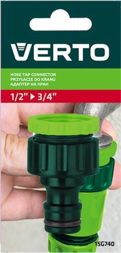 Verto kraan koppelstuk verpakking met slangkoppeling en kraan. 1/2" - 3/4".