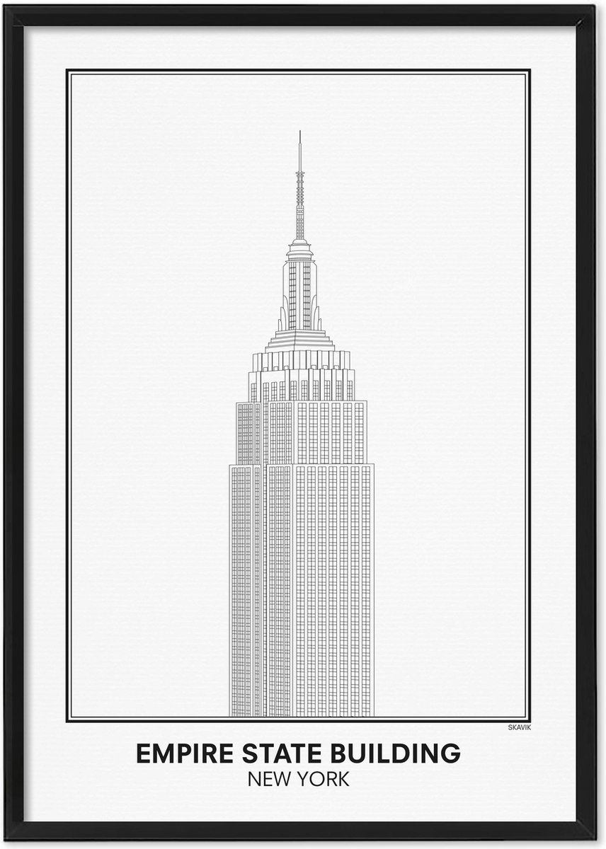 SKAVIK Empire State Building - New York Poster 21 x 30 cm | zonder lijst