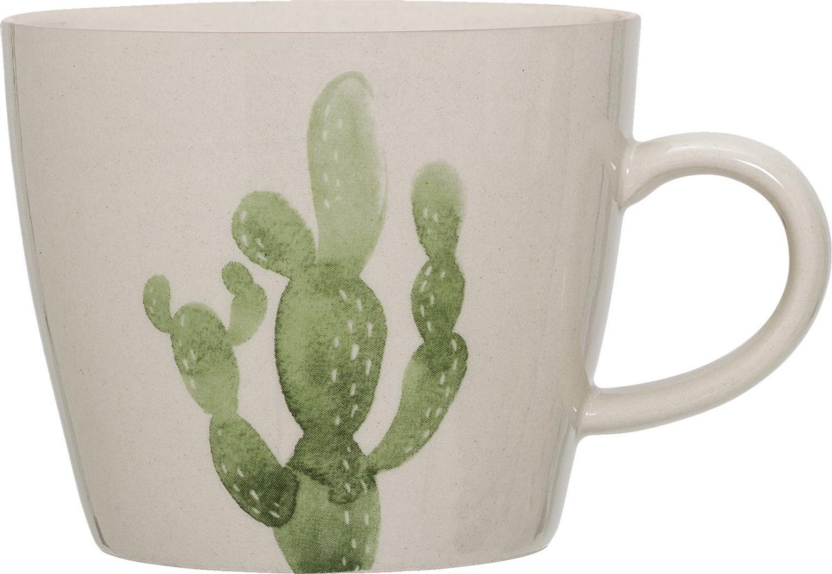Bloomingville - Mug beige avec imprimé cactus H 8 cm x P 9,5 cm | bol.com