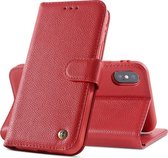 Echt Lederen Hoesje - Book Case Telefoonhoesje - Echt Leren Portemonnee Wallet Case - iPhone Xs Max - Rood