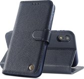 Echt Lederen Hoesje - Book Case Telefoonhoesje - Echt Leren Portemonnee Wallet Case - iPhone XR - Navy