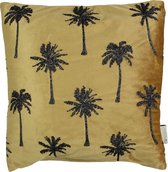 Wants&Needs - Sierkussen Palmboom Velours Goud Zwart 45x45cm
