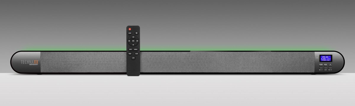 Technaxx TX-139 Soundbar met achtergrondlicht effecten - DAB+ & FM-radio - Bluetooth - optische uitgang - HDMI ARC - USB en AUX-IN - 4 x 10W - Zwart