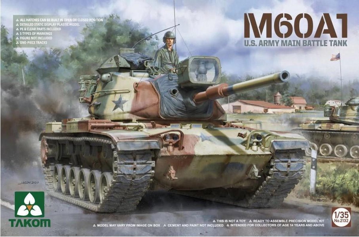 Takom Modelbouwpakket Militaire voertuigen - 2132 U.S. Army Main Battle Tank M60A1 Plastic - 1:35 - Modelbouw