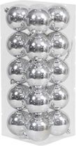20 plastic kerstballen - Zilver glanzend - 80 mm