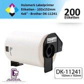 Huismerk Brother DK-11241 labels - Etiketten - Zwart op wit 102x152mm - 4x6" inch - 200 labels per rol