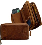 Envelop Portemonnee met rits | Leren Envelop Portemonnee | Rundleer | Leer | Wallet | Creditcardhouder | Kaartenhouder | Mobiele Telefoon - Smartphone Houder | Rodeo