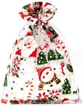 Kerst zakjes Organza - 12 x 15 cm - 10 stuk - Kerstman Kerstboom Sneeuwpop - Kerstverpakking Kerstdecoratie Kerstversiering