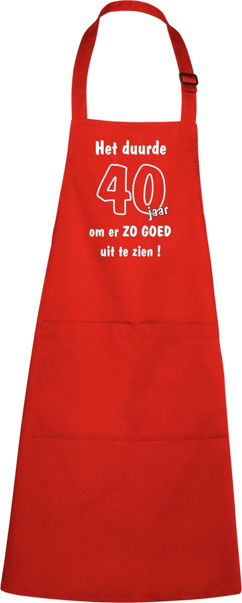 Mijncadeautje Luxe Schort Het duurde 40 jaar om er zo goed uit te zien - rood