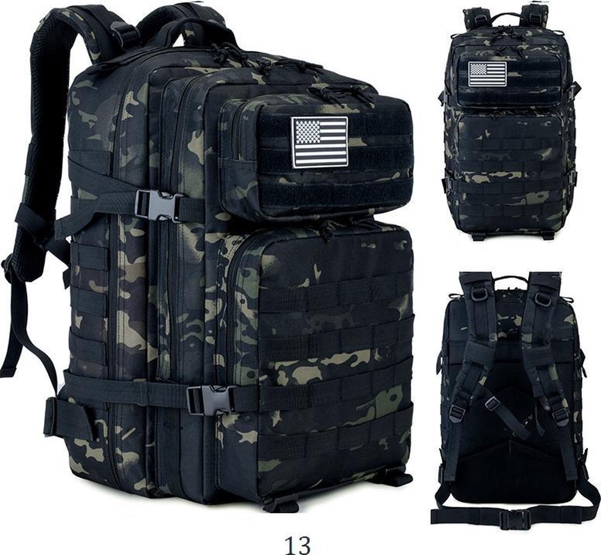 Northwest Tactical Backpack 45l | Tactische rugzak - sport - school - werk - BLACK CAMO