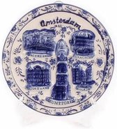 Delfts Blauw Embossed Bord 10 Cm Amsterdam - Souvenir