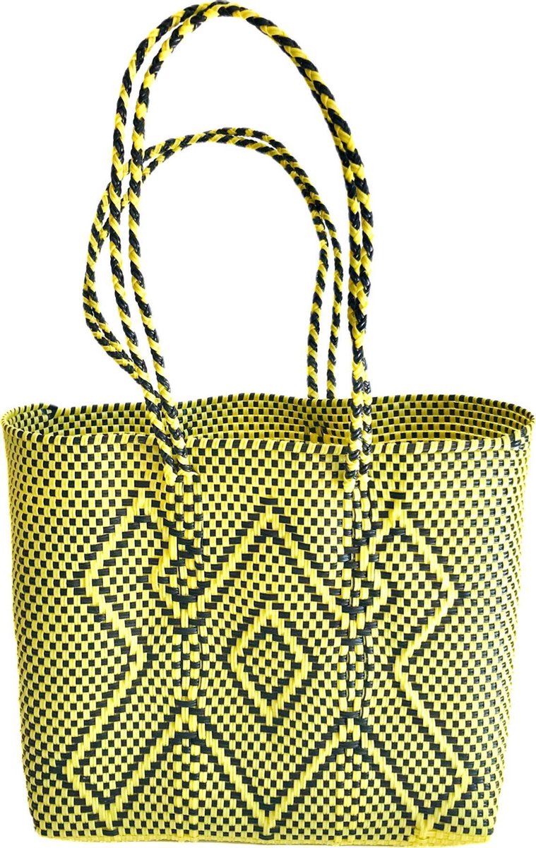 Handmade Mexican Bags - Dames Strandtas - Geel en Zwart - Valentijn Cadeau
